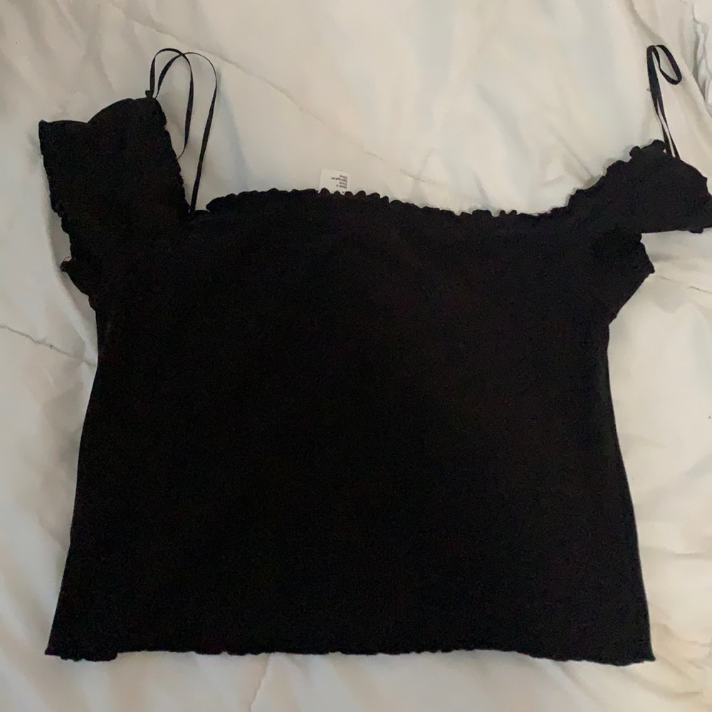 Black lettuce off shoulder top h&m